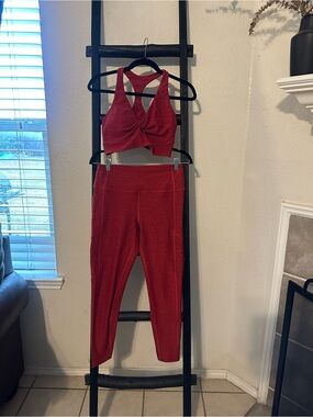 Victoria's Secret Red High-Waist Leggings (Med) & Twist-Front Sports Bra (Lg)